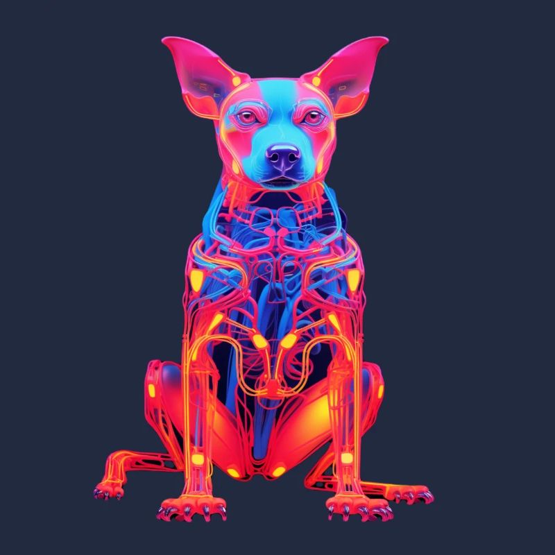 Chien néon avec design technique