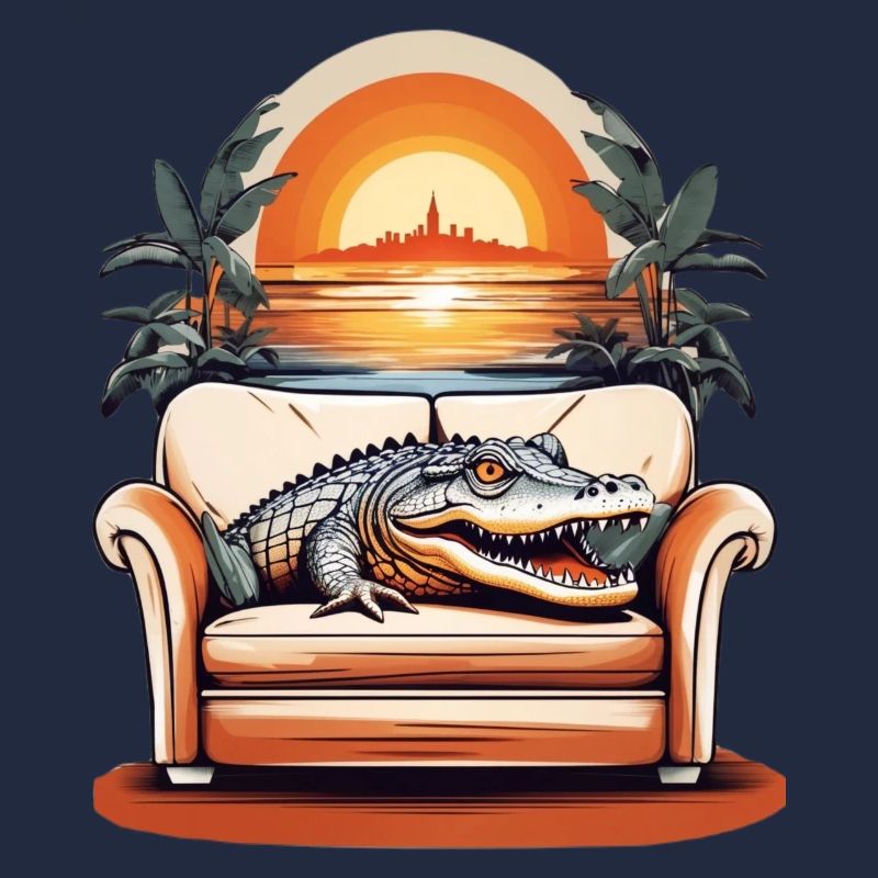 Alligator on sofa