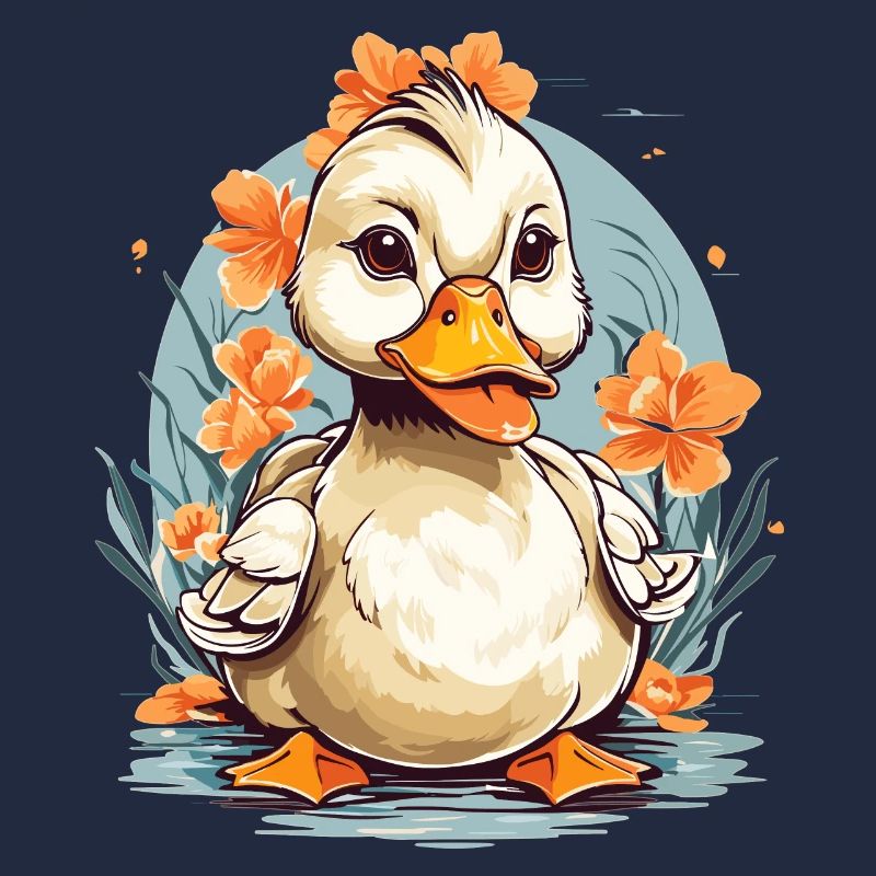 Süße Ente mit Blumen