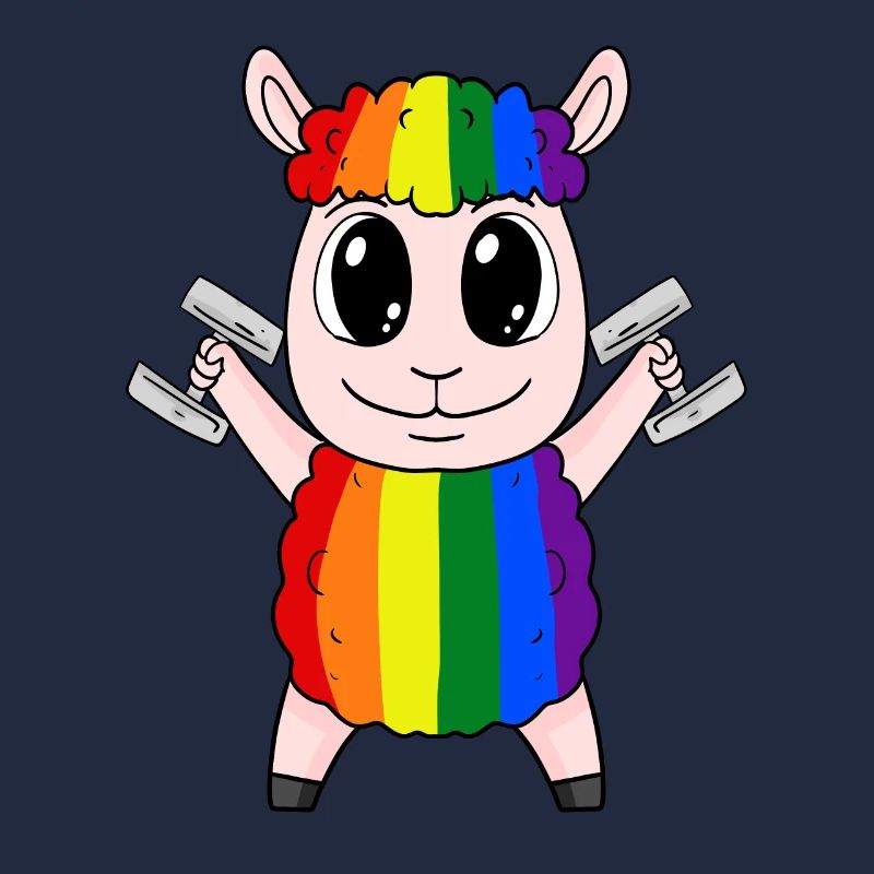 Regenbogen Schaf mit Hanteln