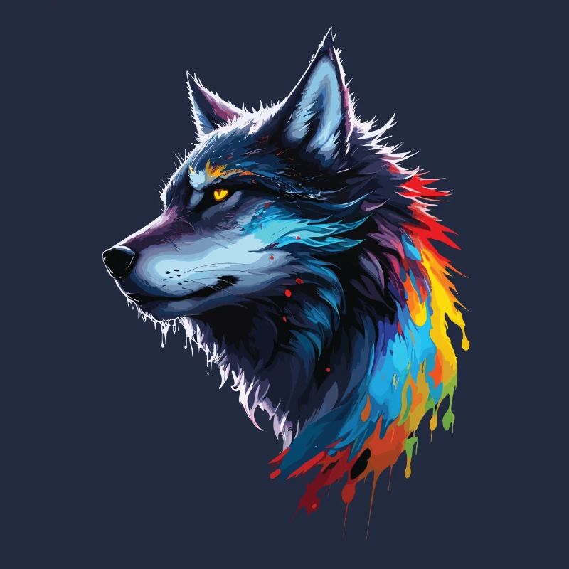 Regenbogen-Aquarell Wolf Spritzt