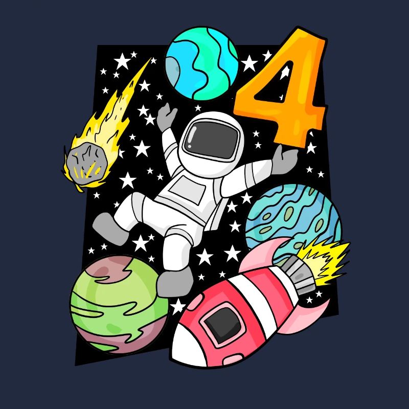 4 Geburtstag Junge Astronaut Rakete Space