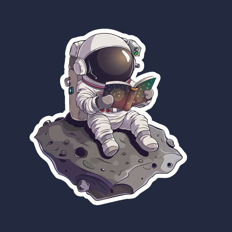 Kleiner Astronaut liest ein Buch auf Astronid