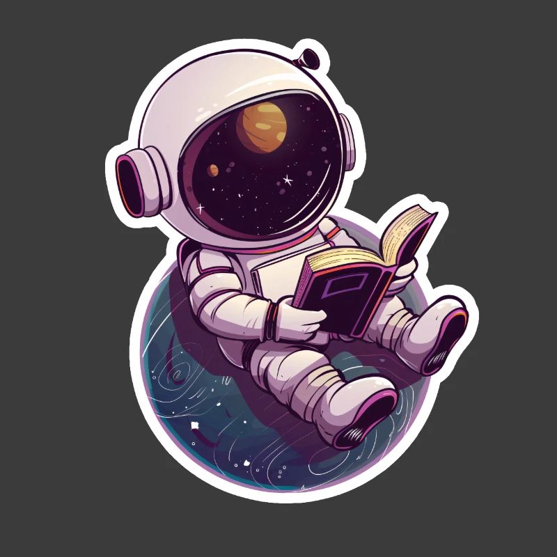 Astronaut liest vor der Erde – Space Design