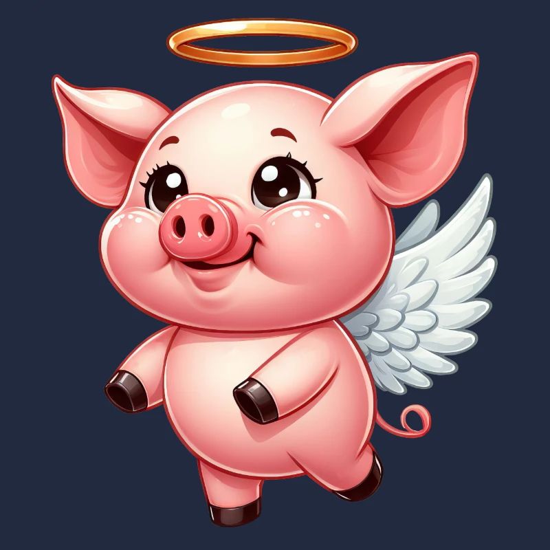 Cochon domestique comme ange avec des ailes