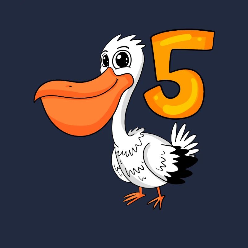 5th Birthday Motif Pelican - Five Years Old