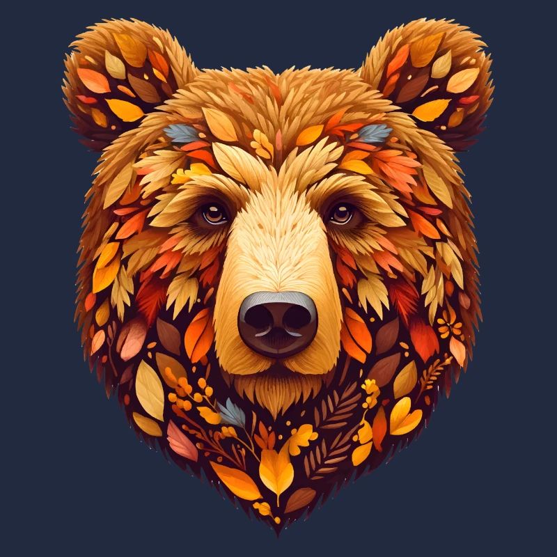 Brown bear, designed from different leaves