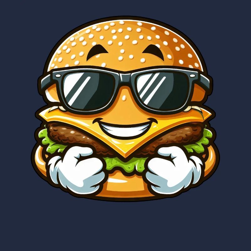 Cooler Hamburger Cheeseburger mit Sonnenbrille