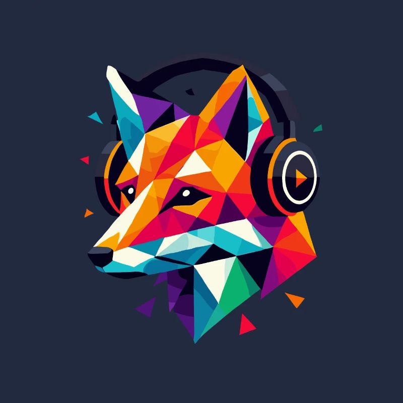 Geometrisches Polygon DJ Fox Kopfhörer Bunte Kunst