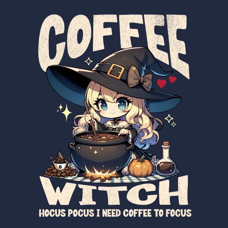 Coffee Witch Making Potion Cute Kawaii Design