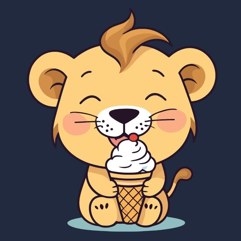 Löwe isst eis