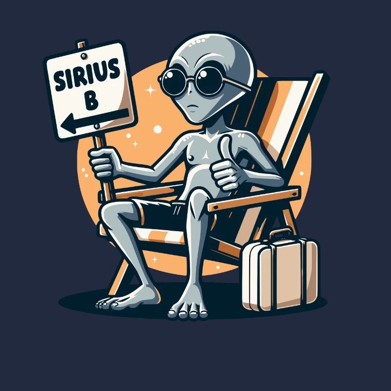 Alien "Sirius B" Hitchhiker's Guide Cartoon Illustration