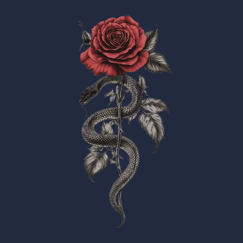 Serpent Rose Esthétique Florale Serpent Cadeau