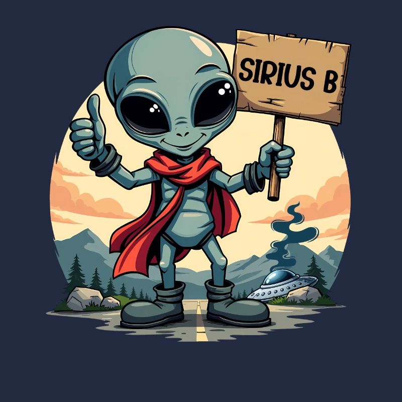 Cute Alien Hitchhiker Sirius B UFO Alien