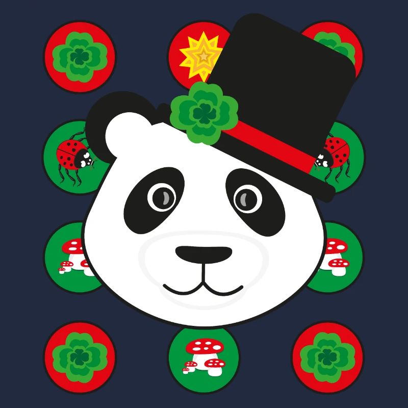 Neujahr Panda mit Kleeblatt.
