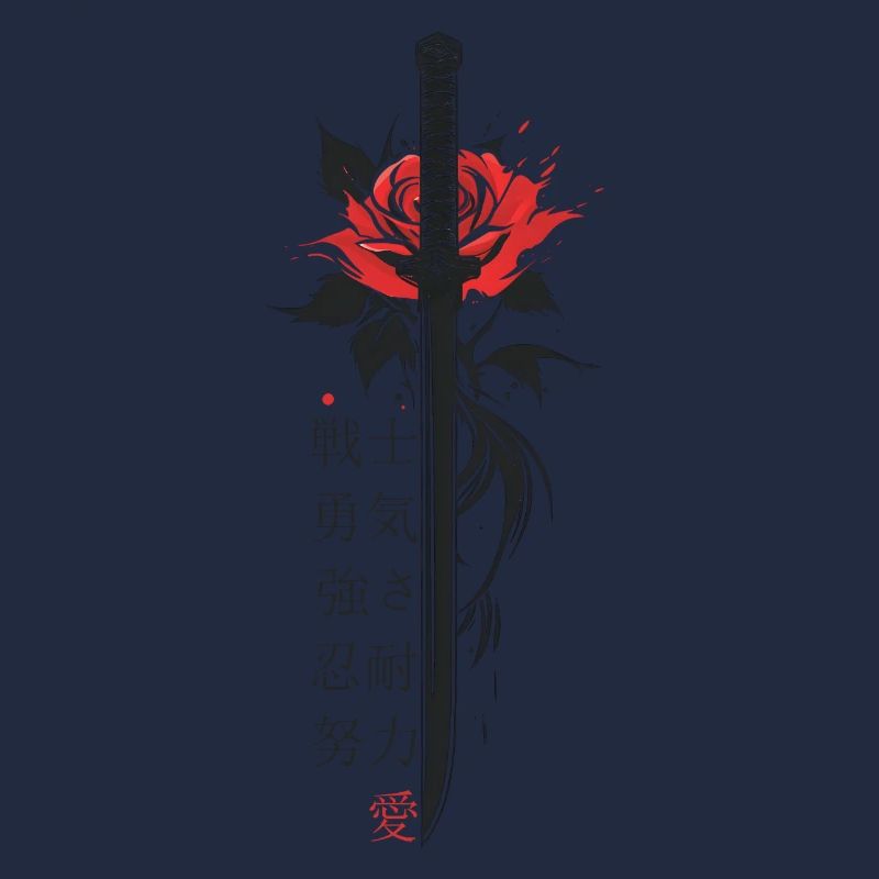 Japan Characters Sword Rose Aesthetics