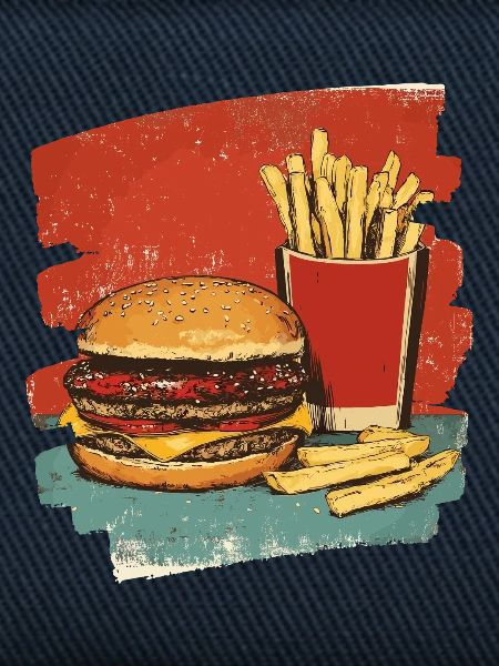 Burger und Fritten Retro