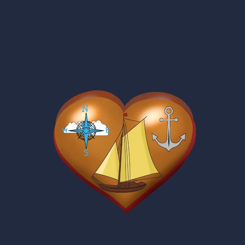 Sailboat Heart Compass Sailor Maritime