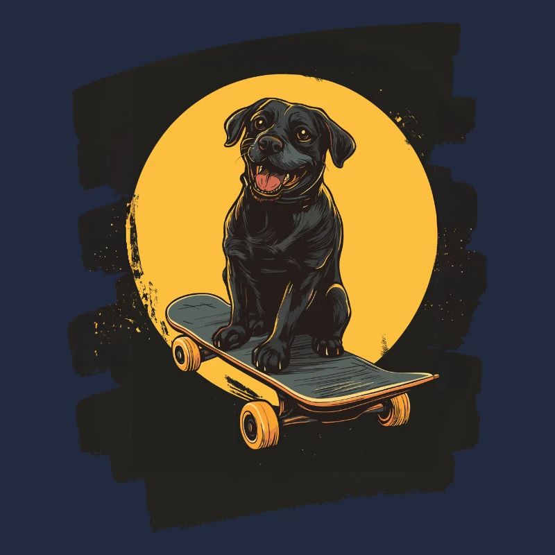 Labrador dog on skateboard
