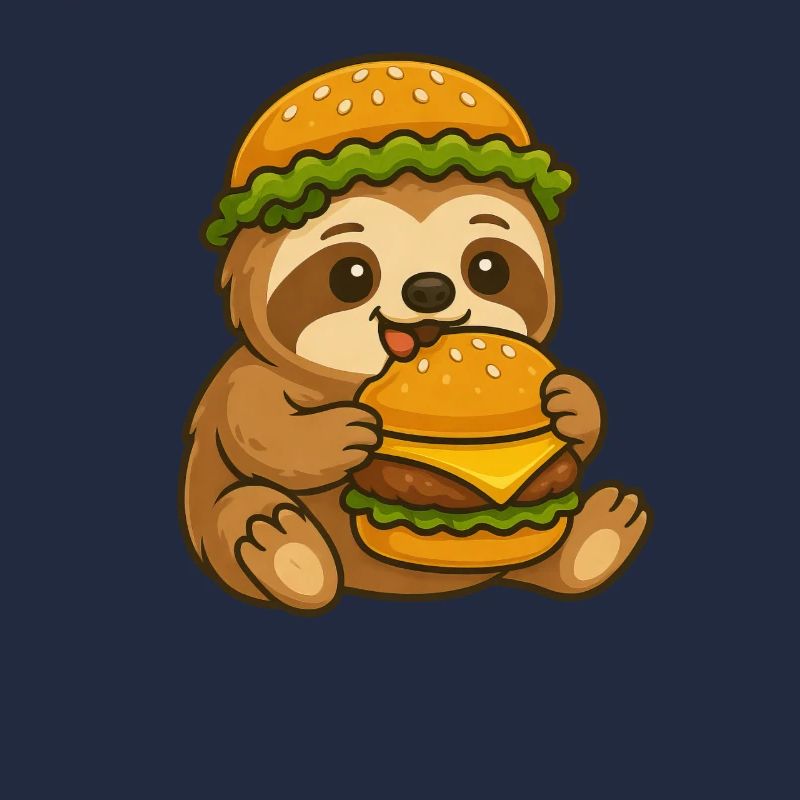 Cute Sloth Hamburger Cheeseburger Whimsical
