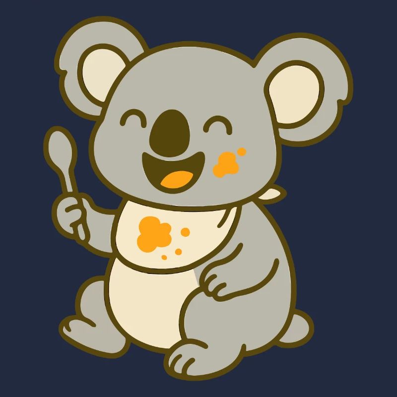 Mignon bébé koala mangeant