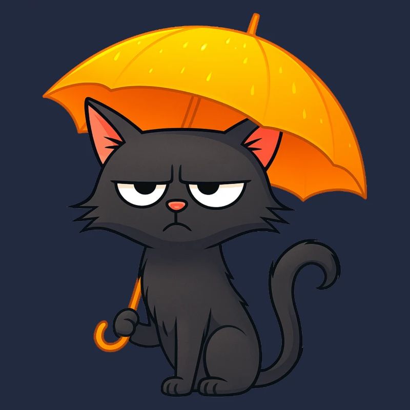Humorous Grumpy Rainy Days Disaster with Cat
