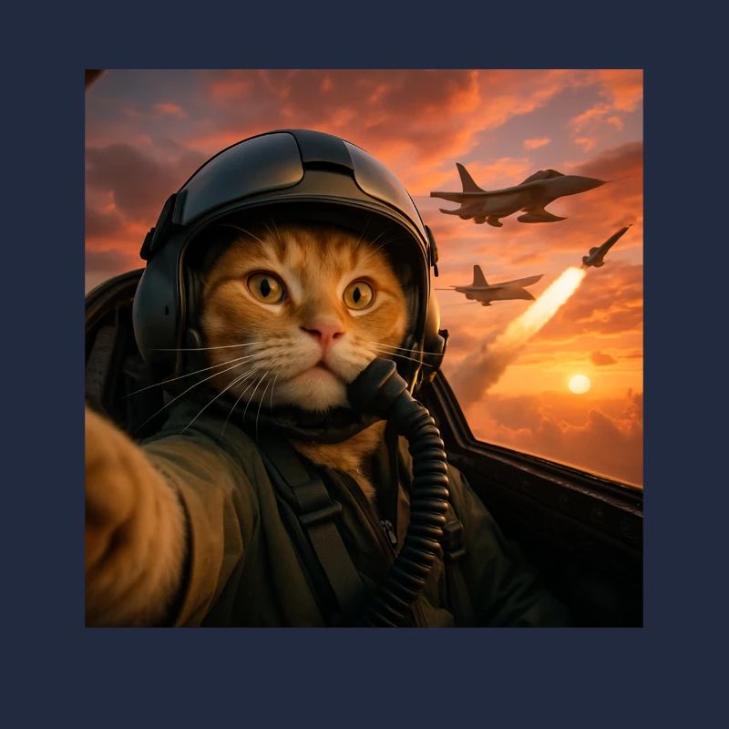 Selfie Squad Katze Lustiger Kampfpilot Meme Katze