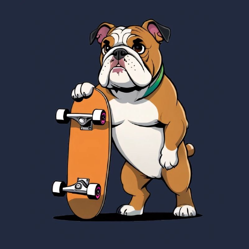 Bouledogue avec skateboard
