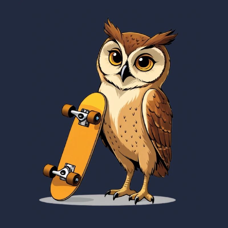 Eule mit Skateboard Illustration