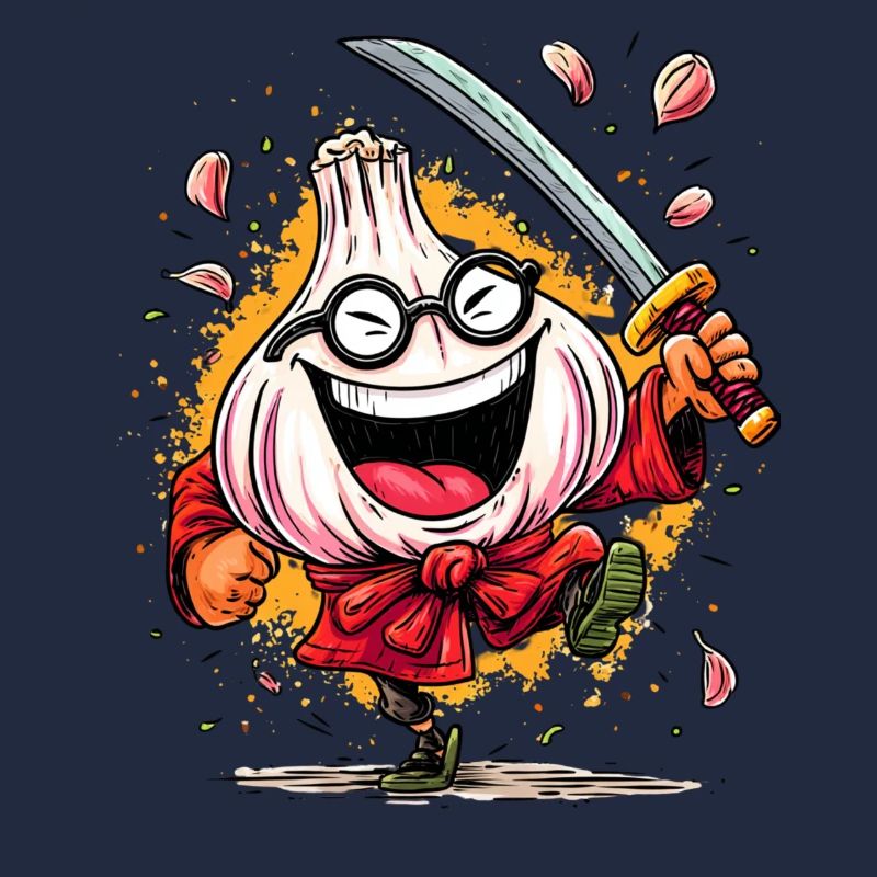 Furchtloser Knoblauch Samurai Heldencharakter