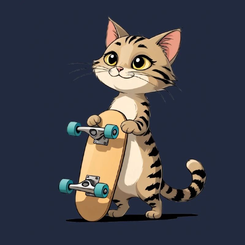 Kitten with skateboard illustration