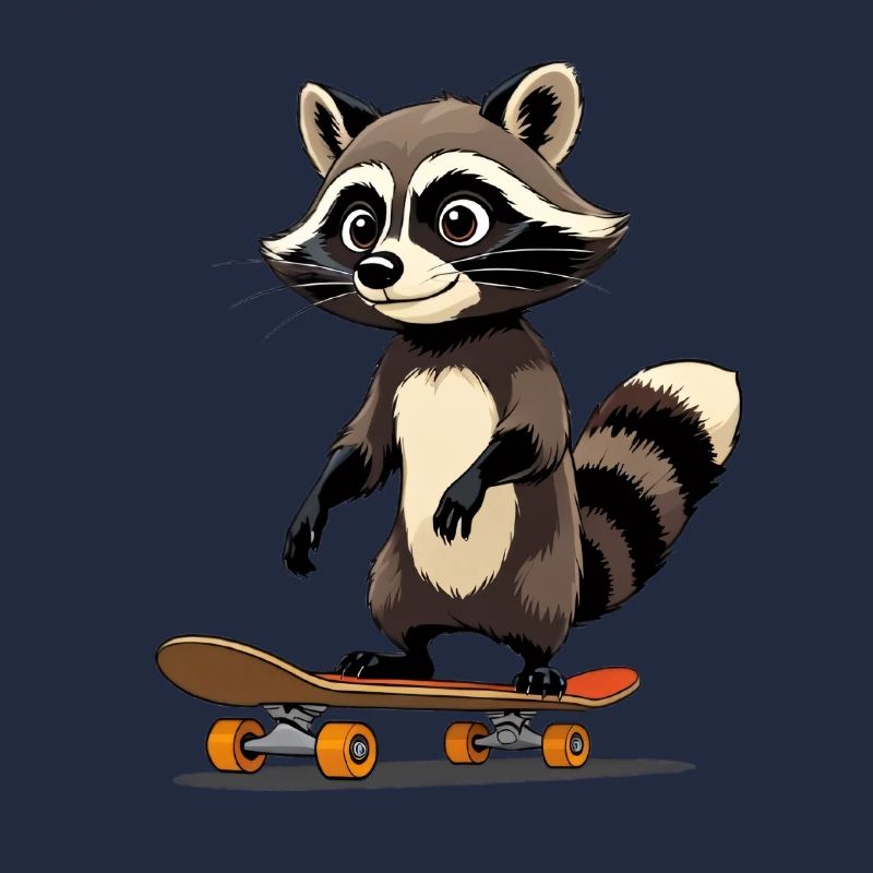 Niedliches Waschbär Skateboard Design