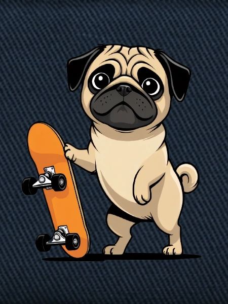 Pug mit Skateboard Illustration