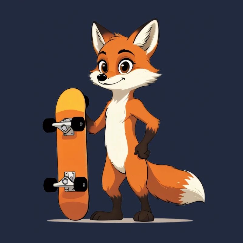 Forest Fox with Skateboard Motif