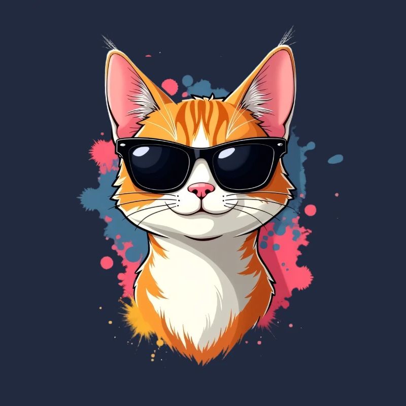 Cool cat head with sunglasses