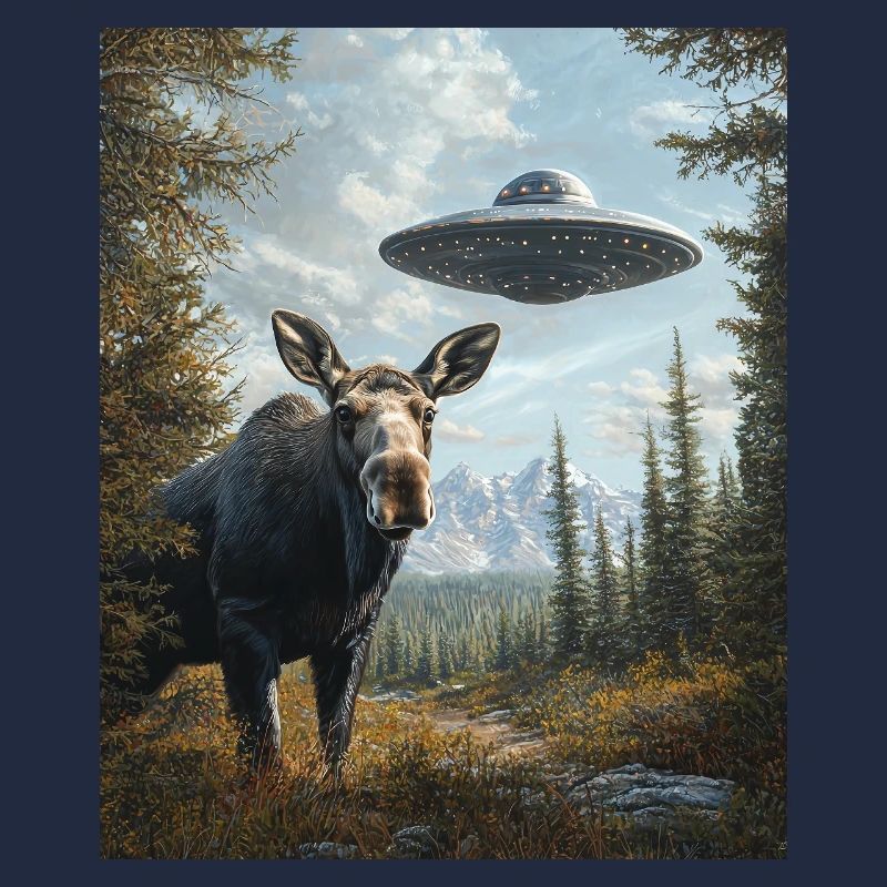 Elch Selfie mit UFO