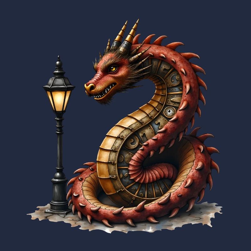 Steampunk Drache mit Laterne