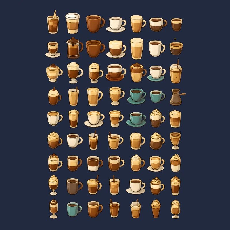Various coffee drinks illustration