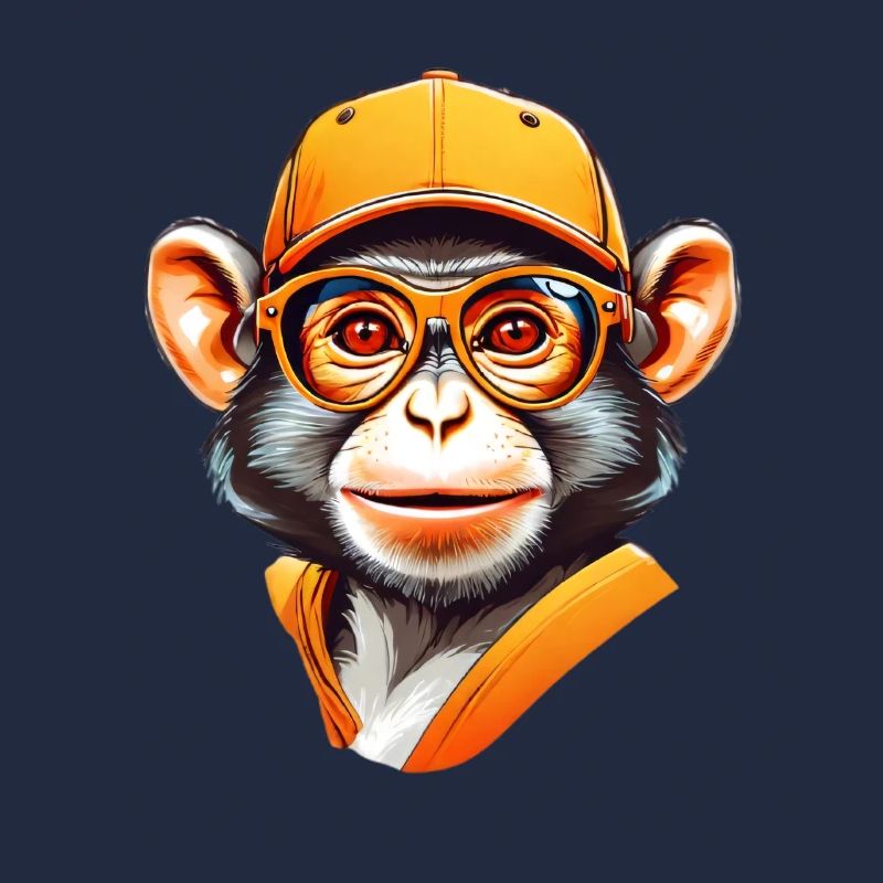 Cool monkey with cap and glasses