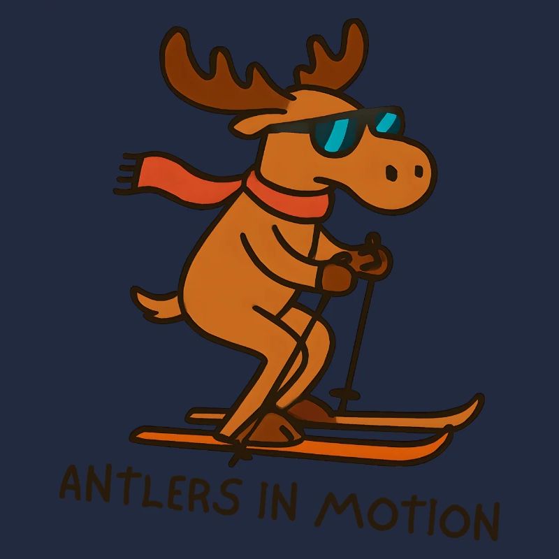 Coole Elch-Ski-Illustration