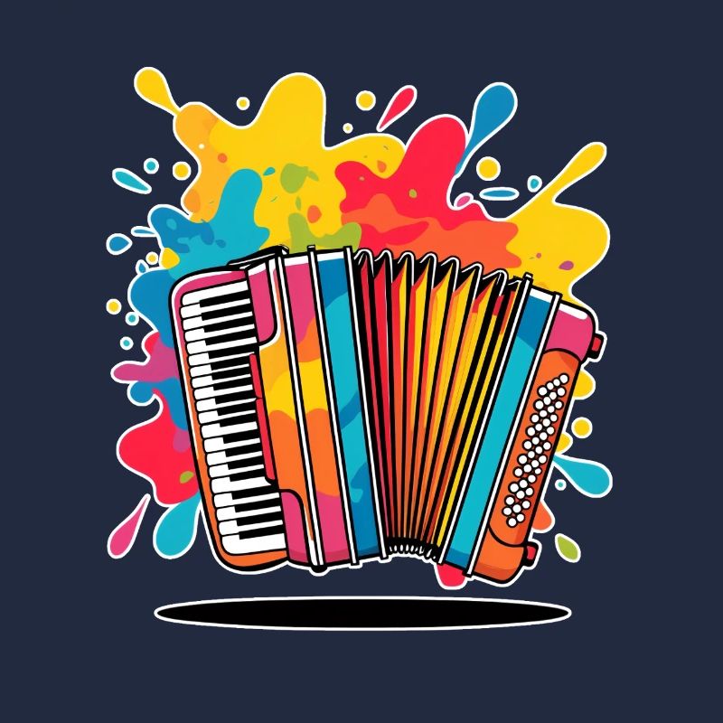 Colorful musical instruments with splashes