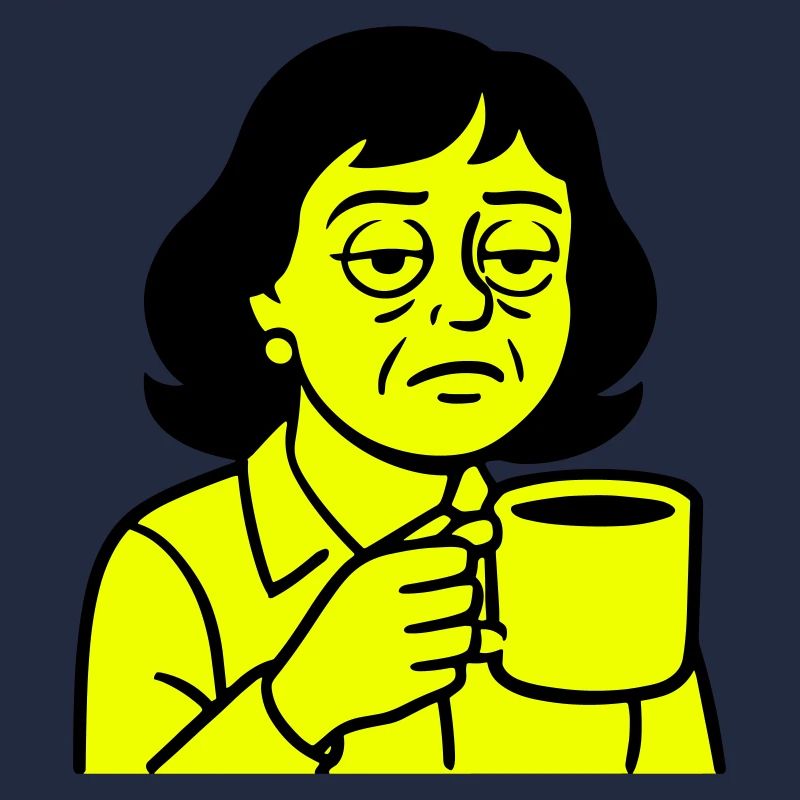 Grumpy coffee lady