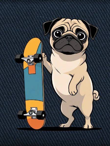 Pug mit Skateboard Illustration