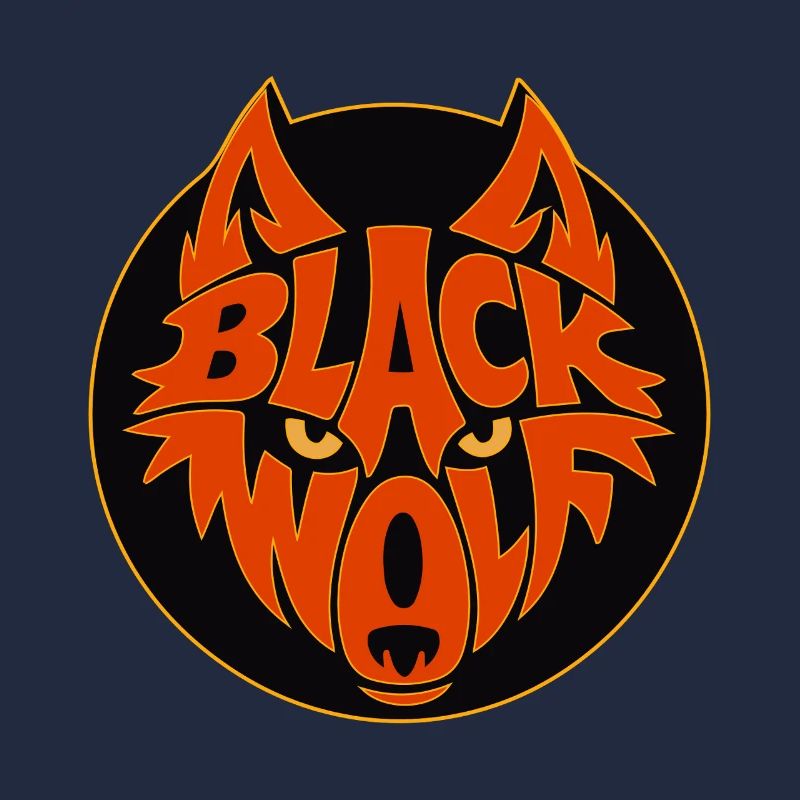 Graphique rétro du loup noir