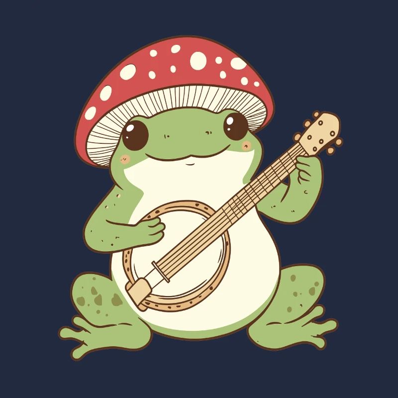 Mushroom frog with guitar