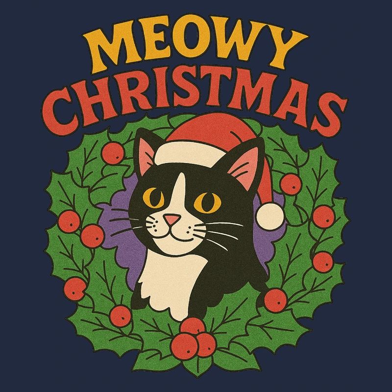 Festliches Katzen-Weihnachtskranz-Design
