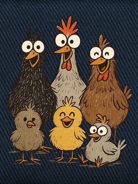 Laughing chickens and chicks