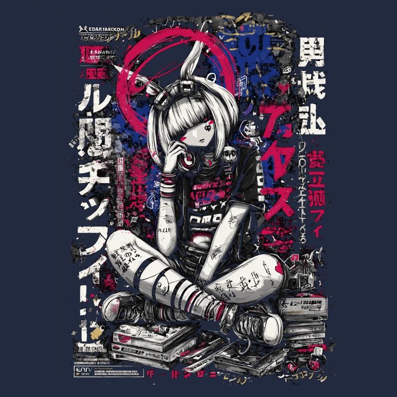 Cyberpunk Mädchen mit Graffiti-Design