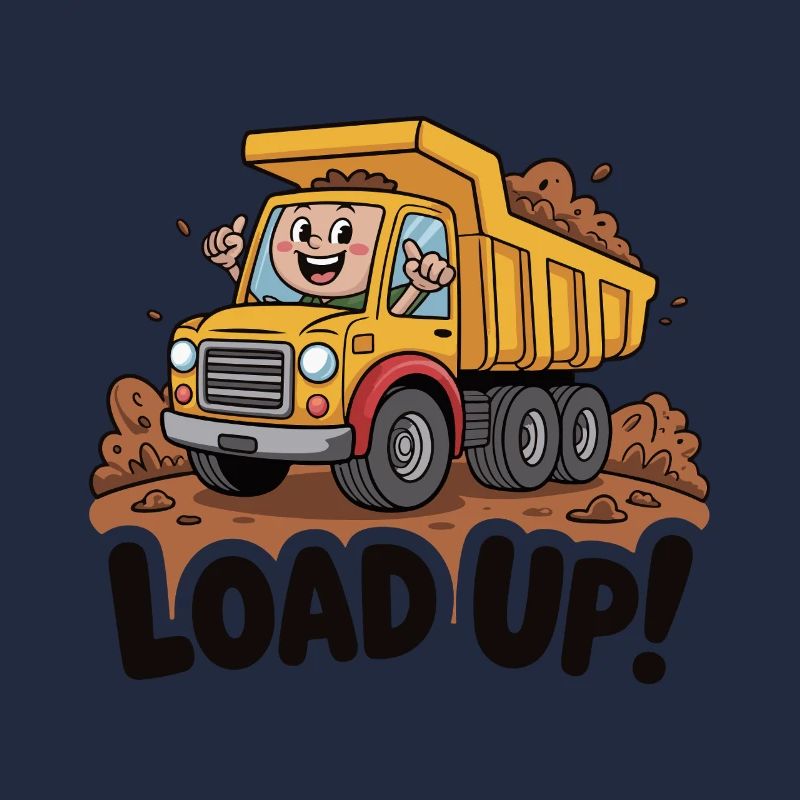 Bau-Muldenkipper-Cartoon-Design