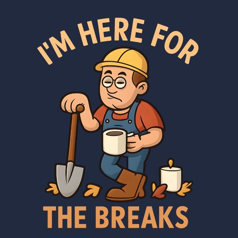 I'm Here For The Breaks – Funny Construction Worker